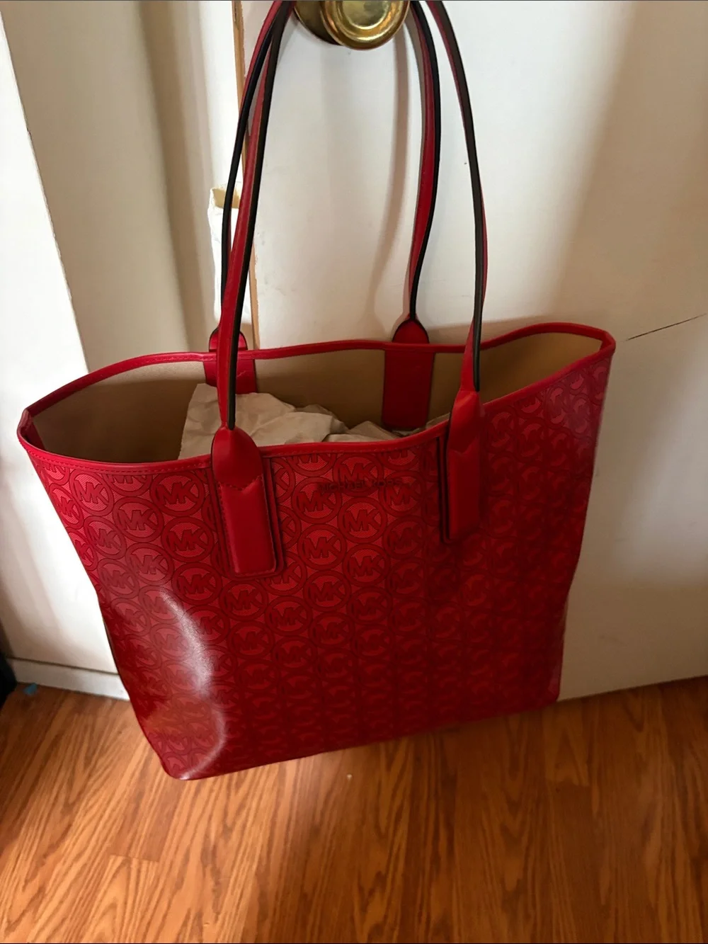 Michael Kors Bright Red MK Logo Tote